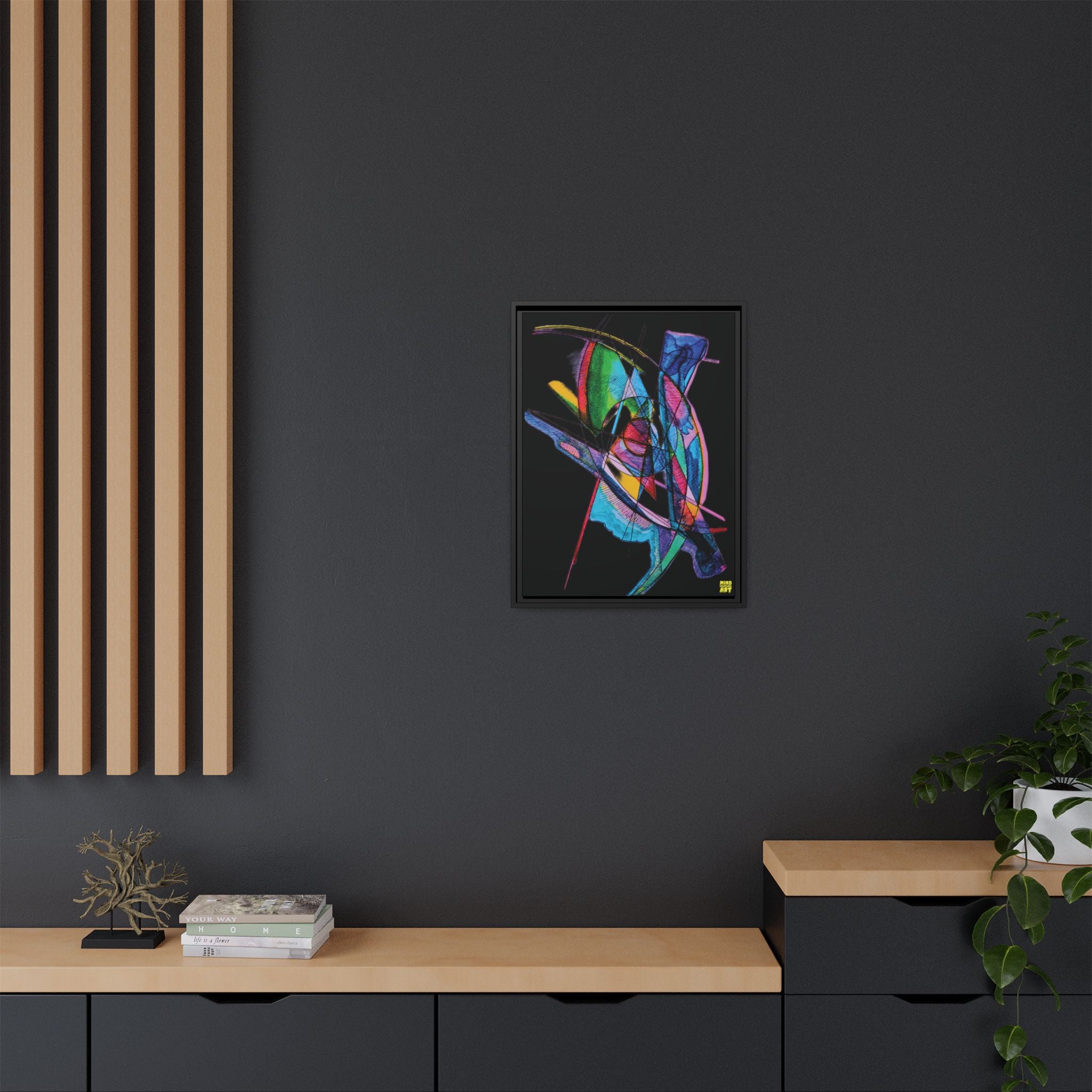 Watching (Black Background) Matte Canvas, Framed