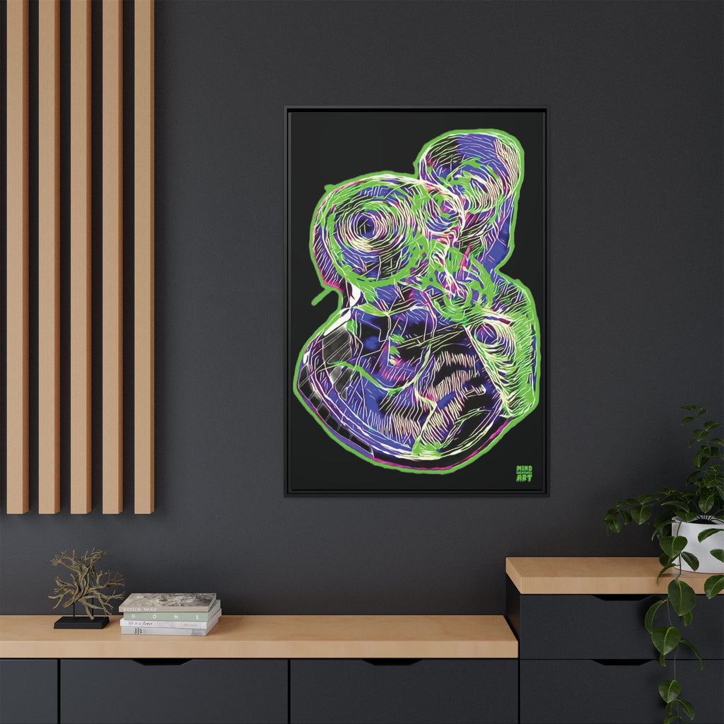 Curiosity (Electric Green, Black Background) Matte Canvas, Framed