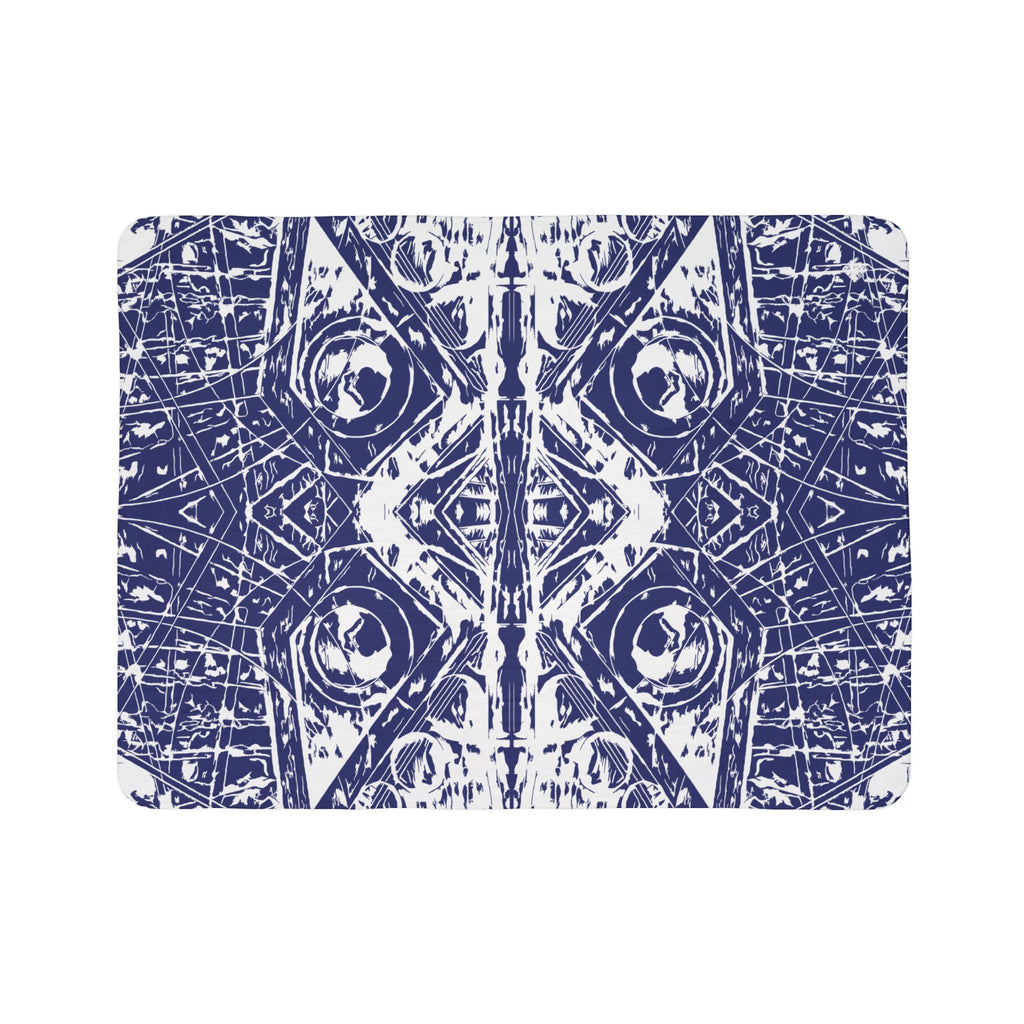 Love (White, Mirror, Dark Blue Background) Fleece Sherpa Blanket