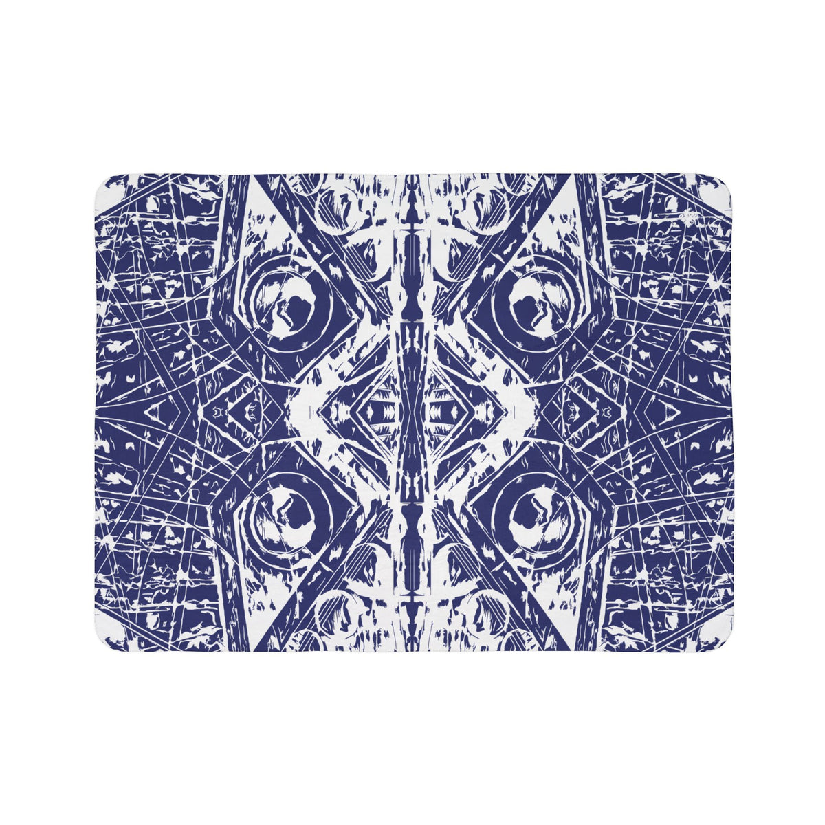Love (White, Mirror, Dark Blue Background) Fleece Sherpa Blanket