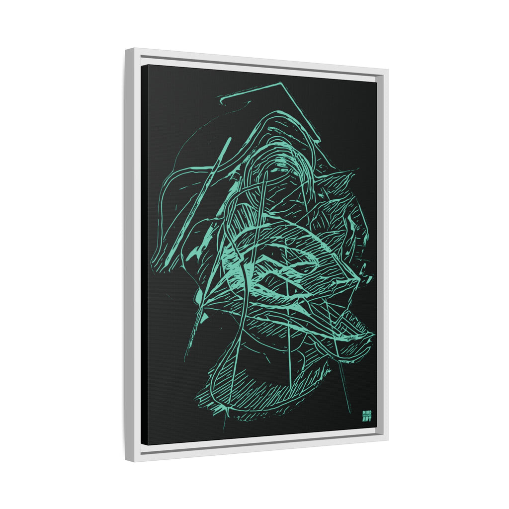 Dive Reflex (Teal, Black Background) Matte Canvas, Framed