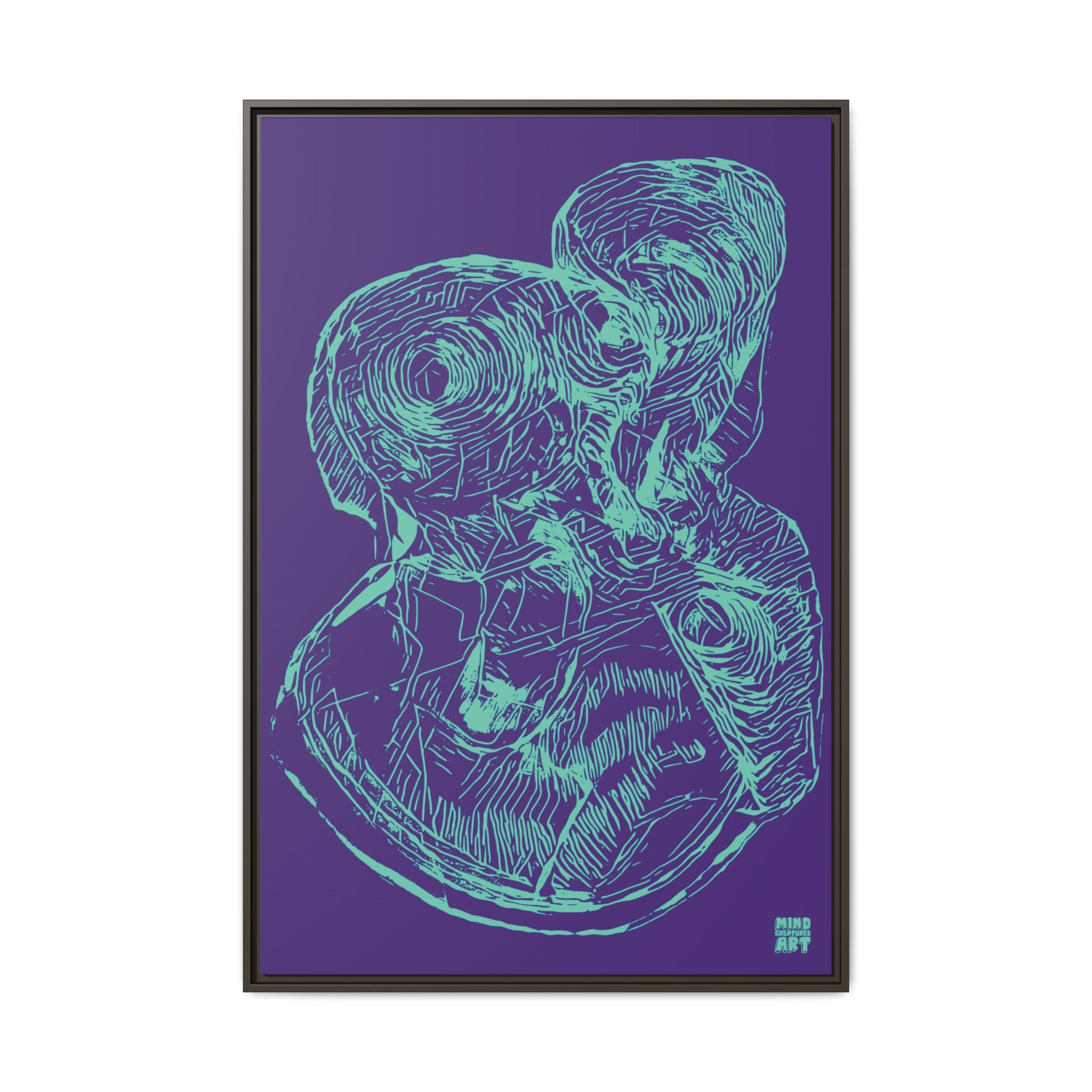 Curiosity (Teal, Purple Background) Matte Canvas, Framed