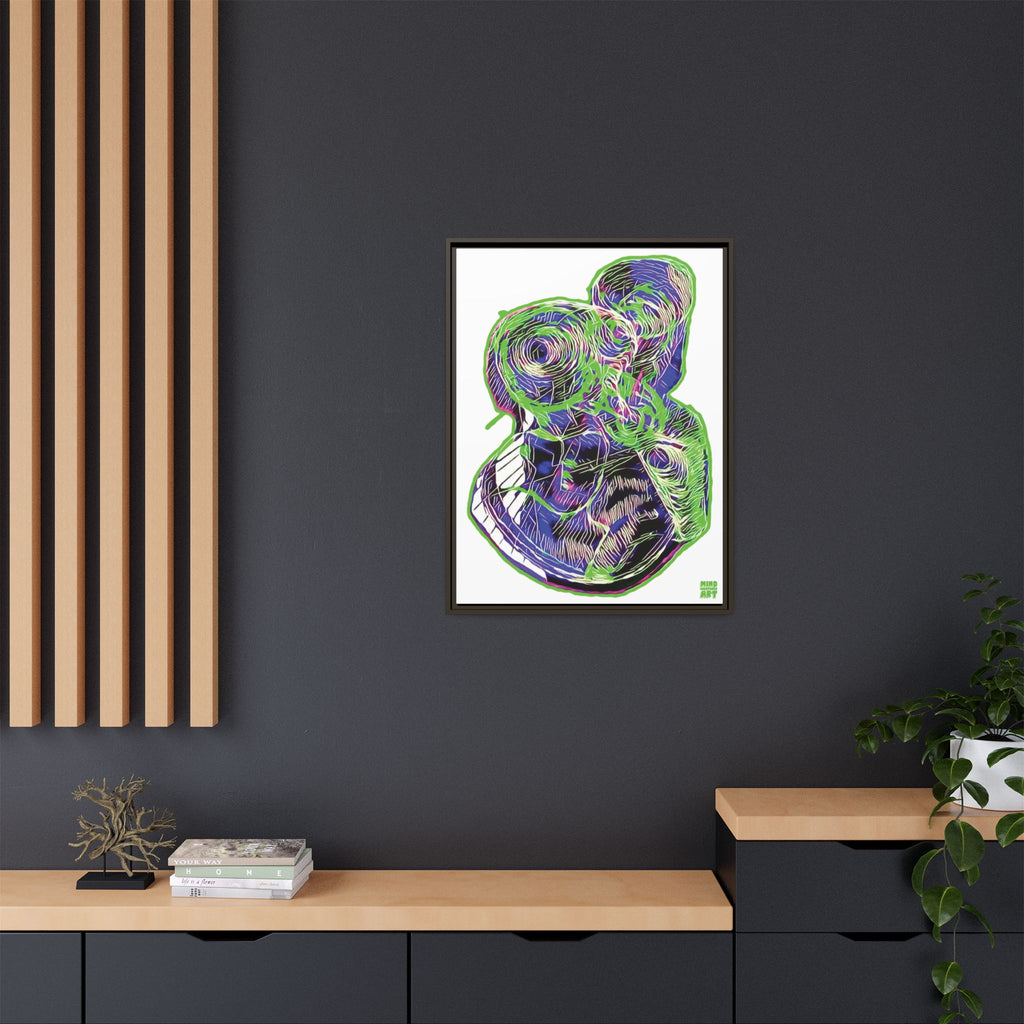 Curiosity (Electric Green, White Background) Matte Canvas, Framed