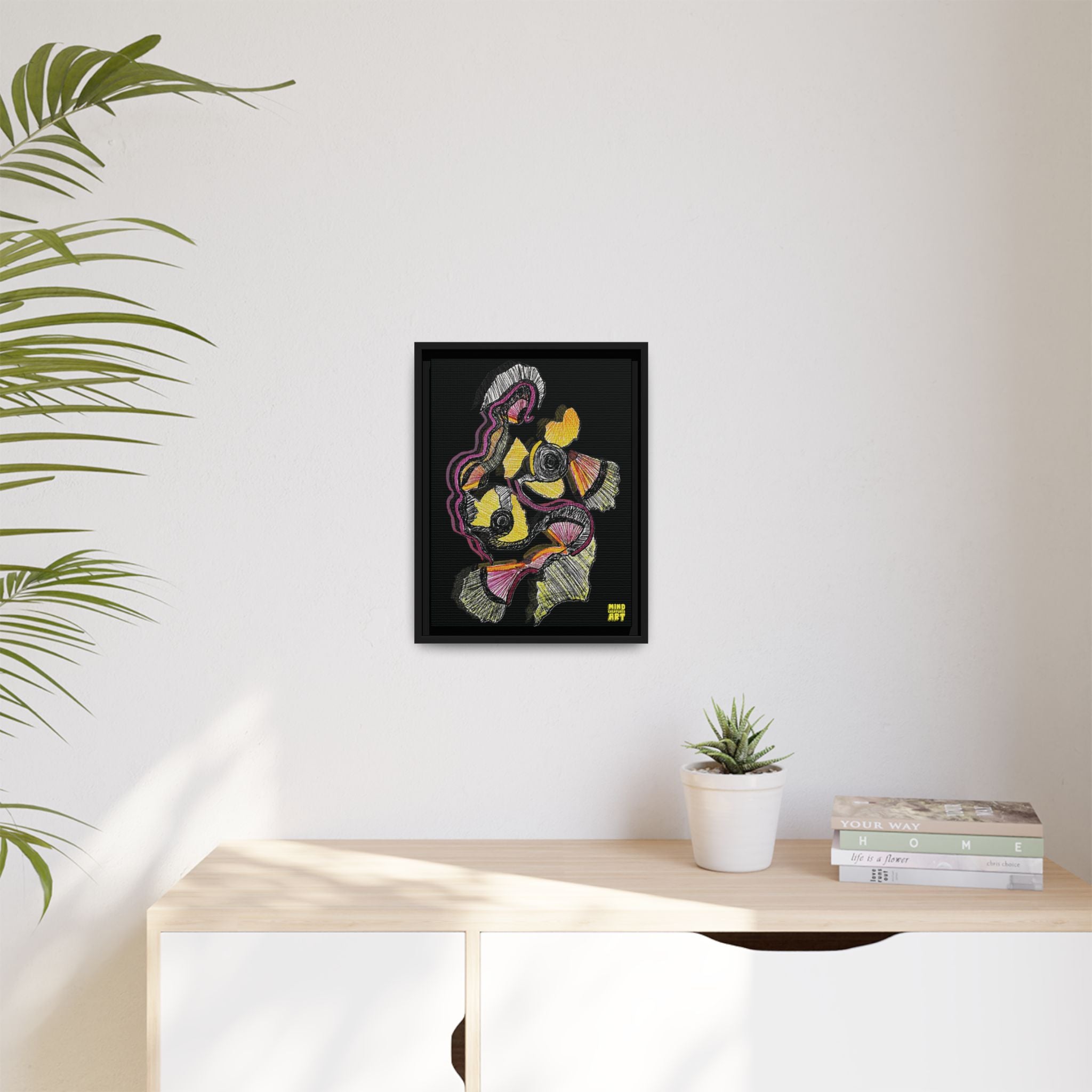 Crimson Teacher (Black Background) Matte Canvas, Framed
