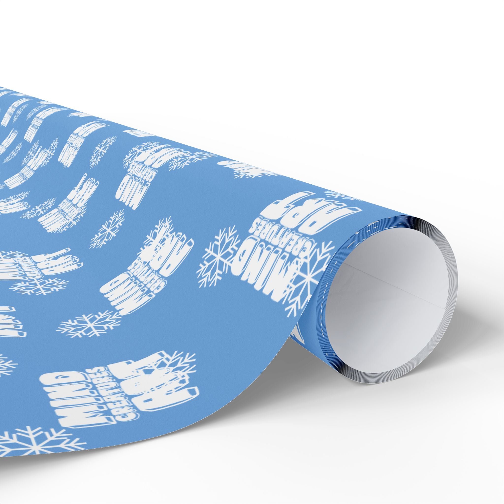 MCA Logo & Snowflake (White, Light Blue Background) Heavy Wrapping Paper