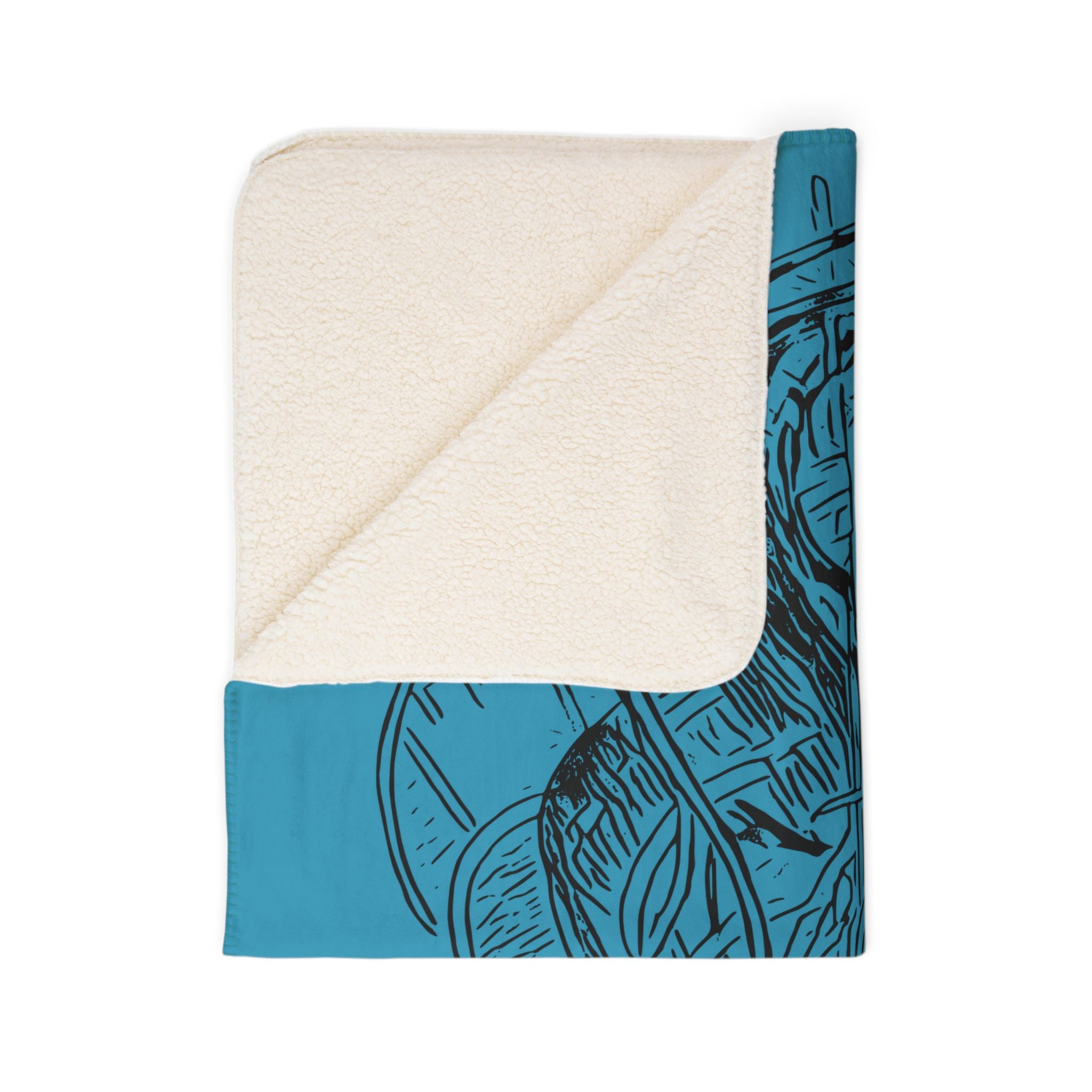 Jelly Jam (Black, Turquoise Background) Fleece Sherpa Blanket