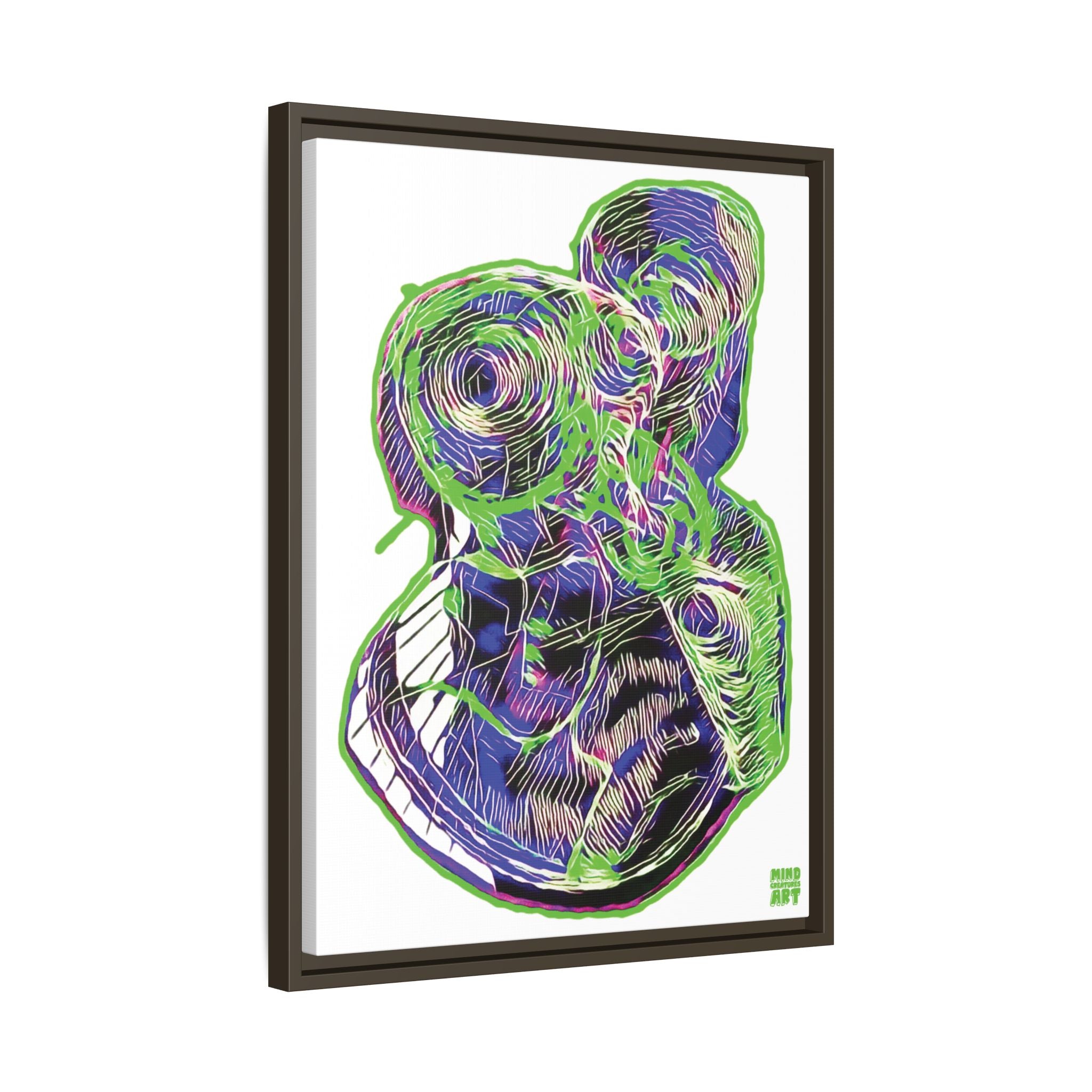 Curiosity (Electric Green, White Background) Matte Canvas, Framed