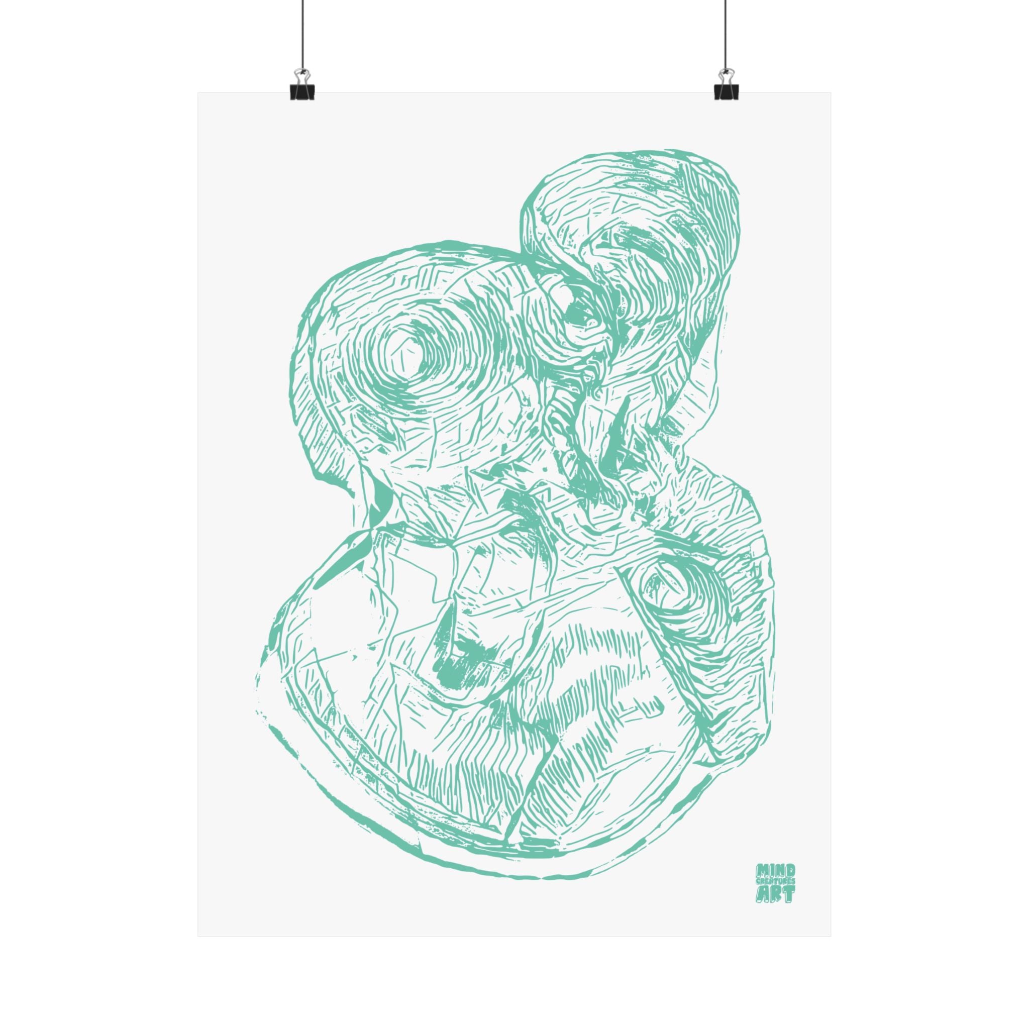 Curiosity (Teal, White Background) Matte Poster