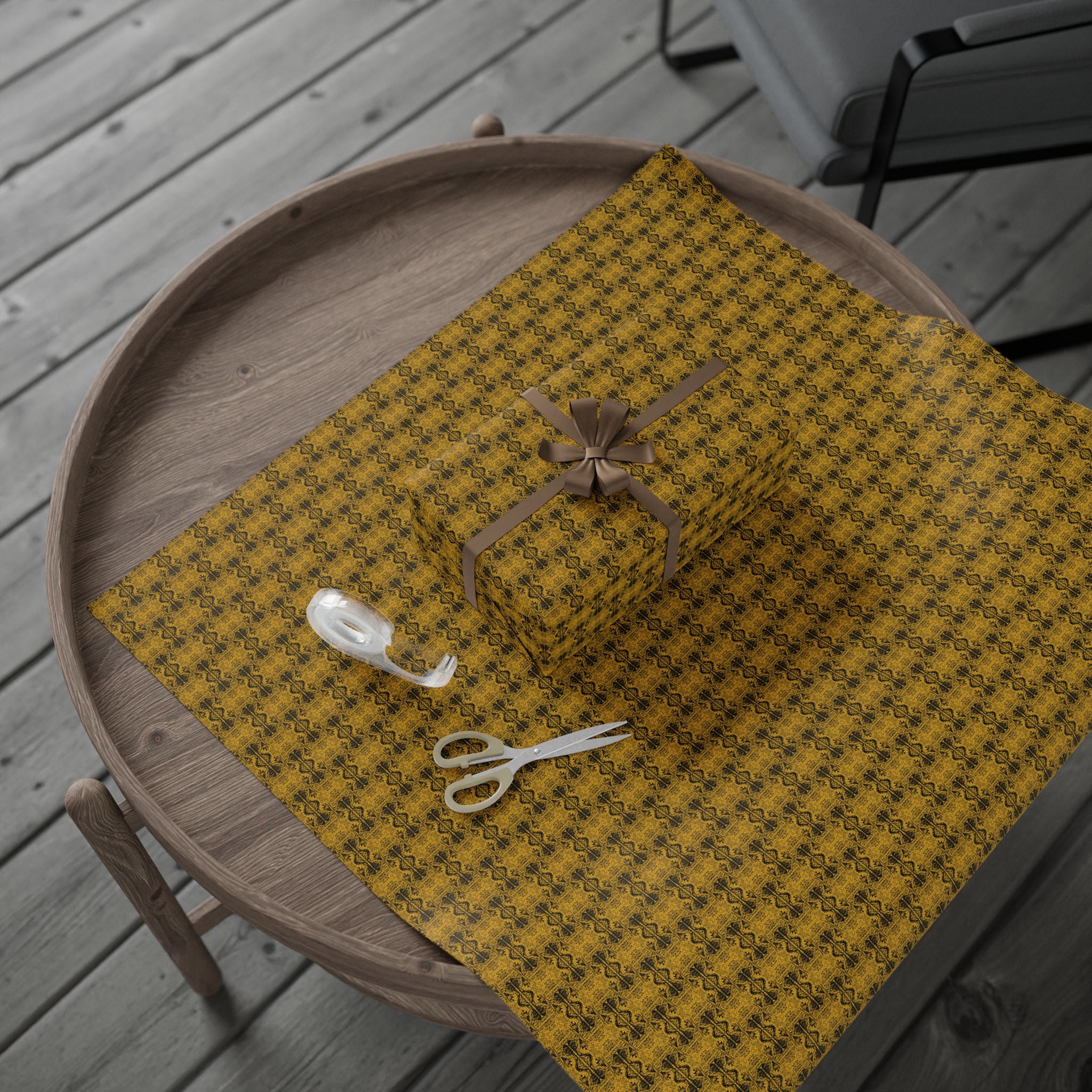 Love (Black, Yellow Background) Heavy Wrapping Paper