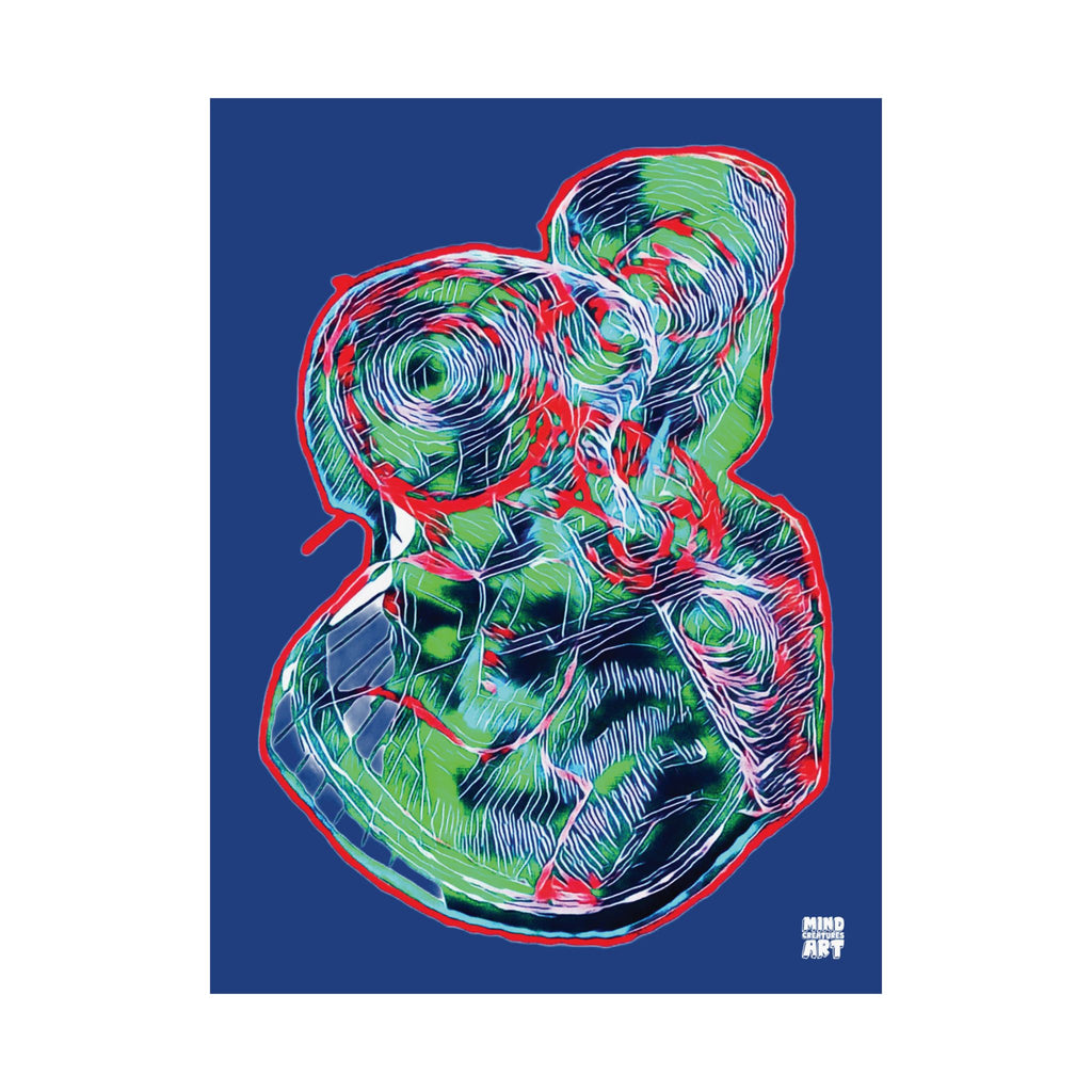 Curiosity (Red & Green, Dark Blue Background) Matte Poster