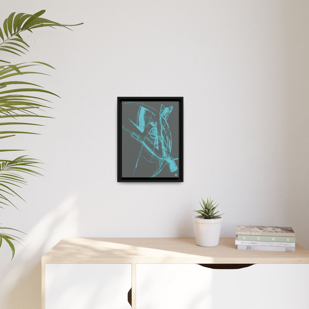 Watching (Aqua, Dark Gray Background) Matte Canvas, Framed
