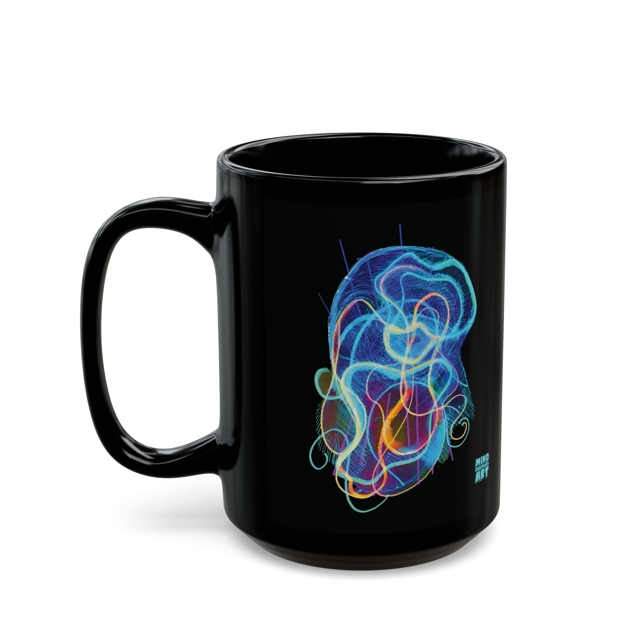 Davy Jones (Electric Blue) Black Ceramic Mug (11oz, 15oz)