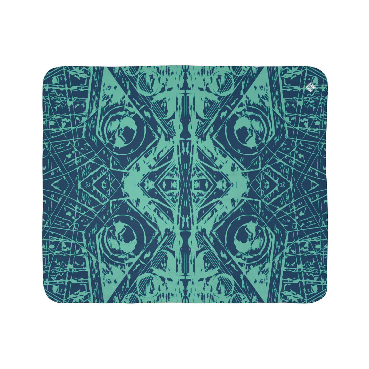 Love (Teal, Mirror, Dark Blue Background) Fleece Sherpa Blanket