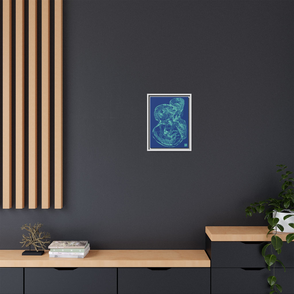 Curiosity (Teal, Dark Blue Background) Matte Canvas, Framed