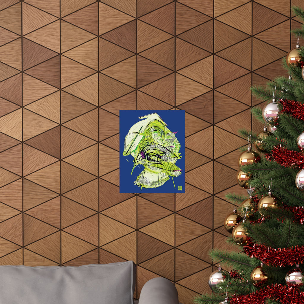 Dive Reflex (Lime, Dark Blue Background) Matte Poster