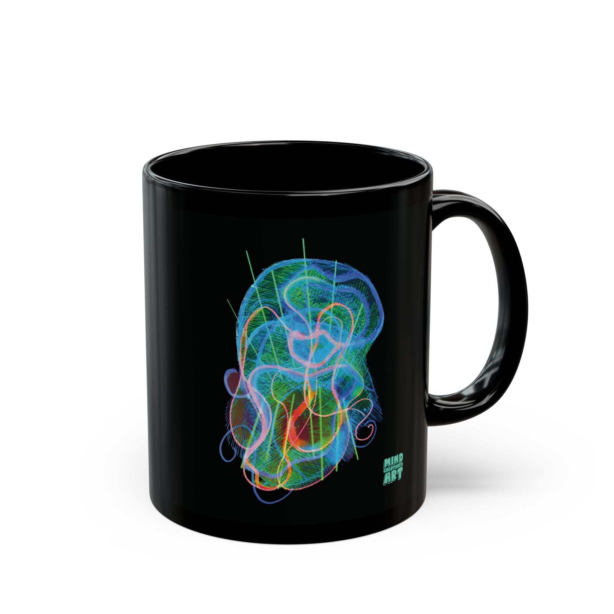Davy Jones (Electric Blue & Green) Black Ceramic Mug (11oz, 15oz)