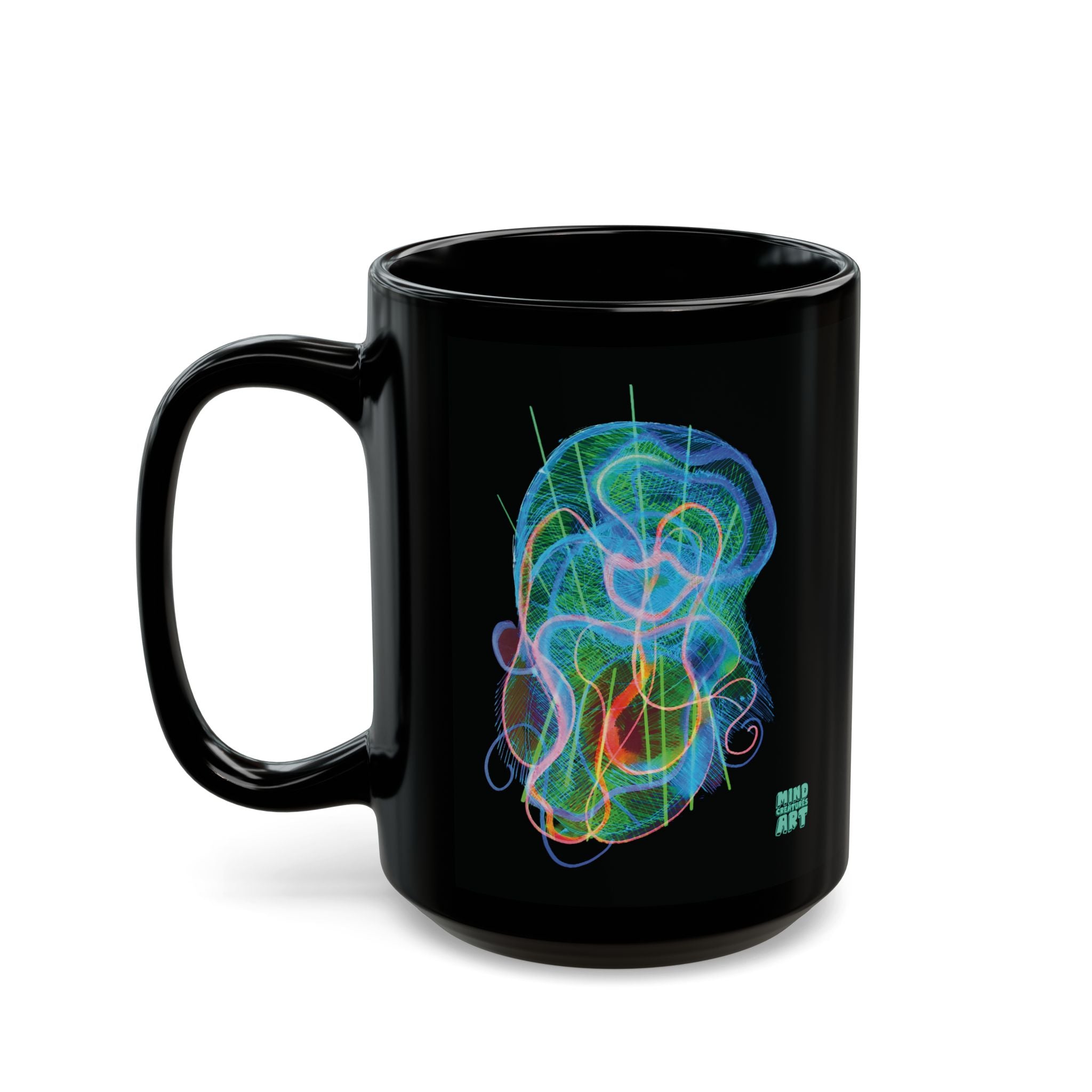 Davy Jones (Electric Blue & Green) Black Ceramic Mug (11oz, 15oz)