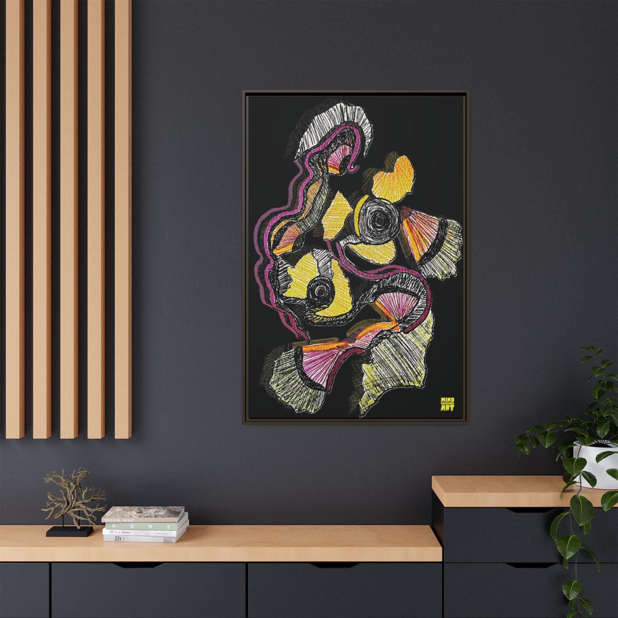 Crimson Teacher (Black Background) Matte Canvas, Framed