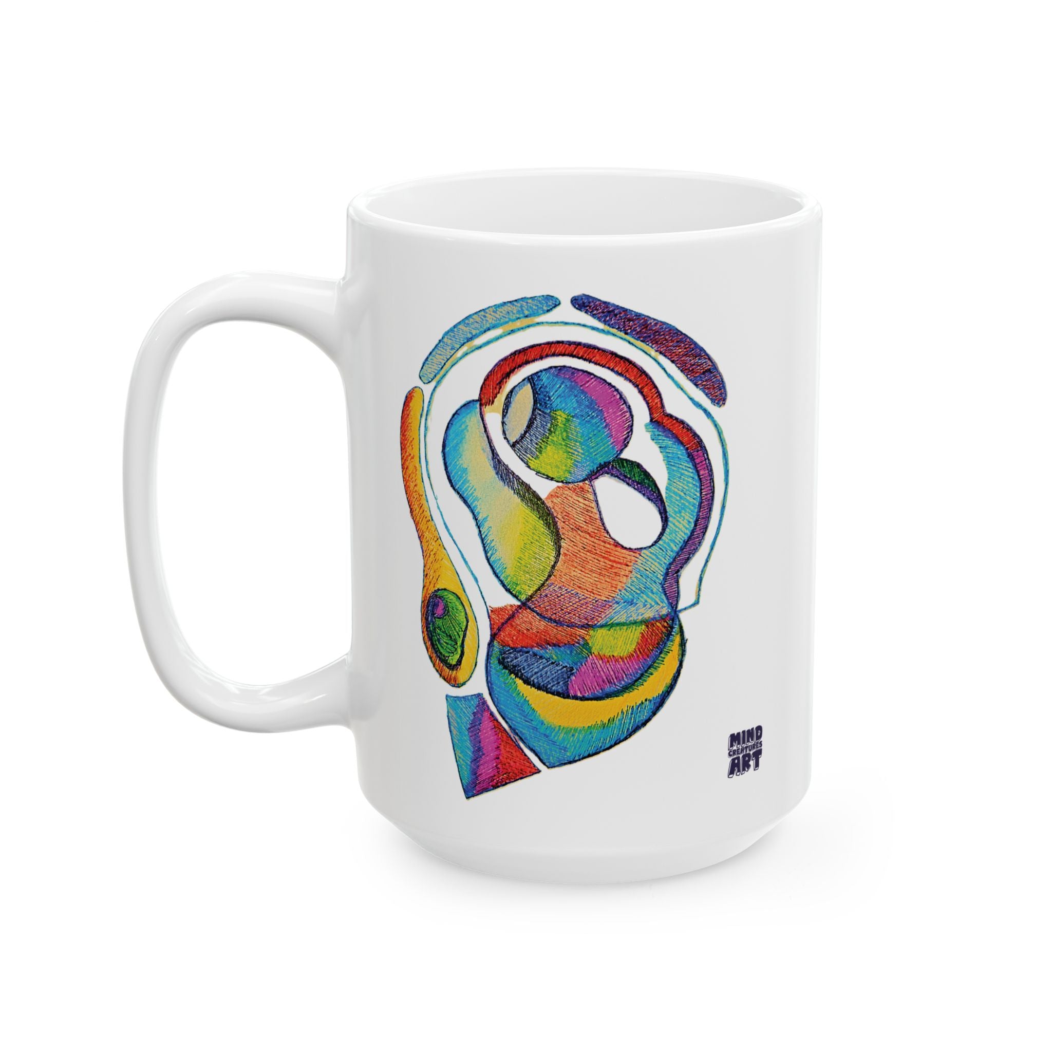 Cyclical White Ceramic Mug, (11oz, 15oz)