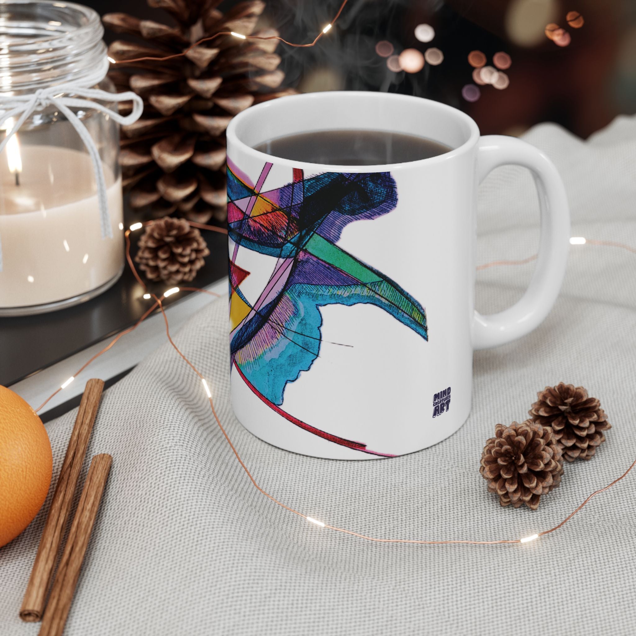 Watching White Ceramic Mug, (11oz, 15oz)