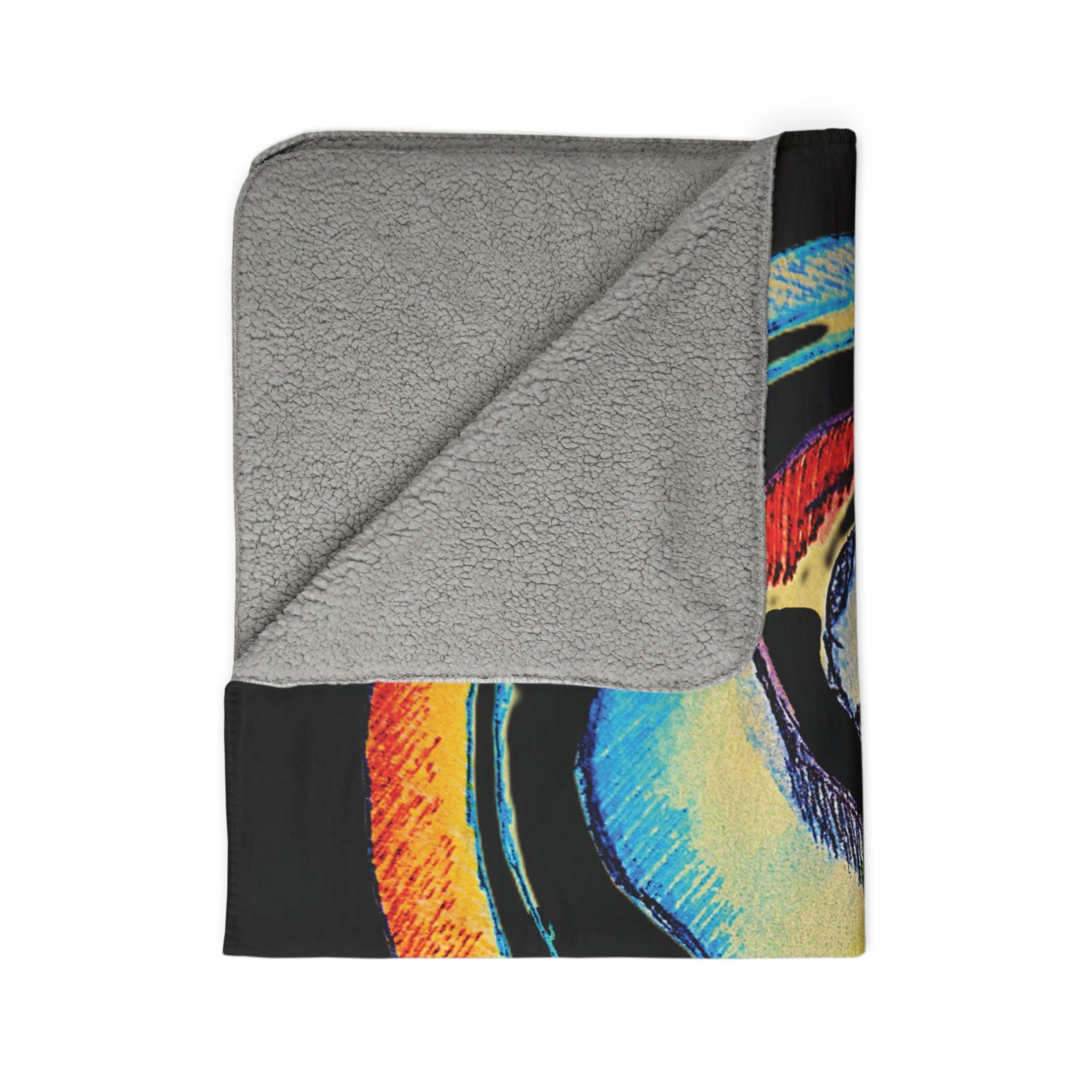 Cyclical (Black Background) Fleece Sherpa Blanket