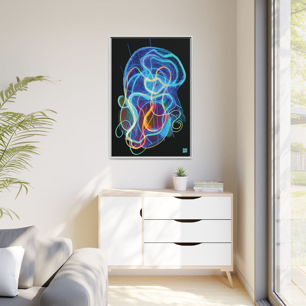 Davy Jones (Electric Blue, Black Background) Matte Canvas, Framed