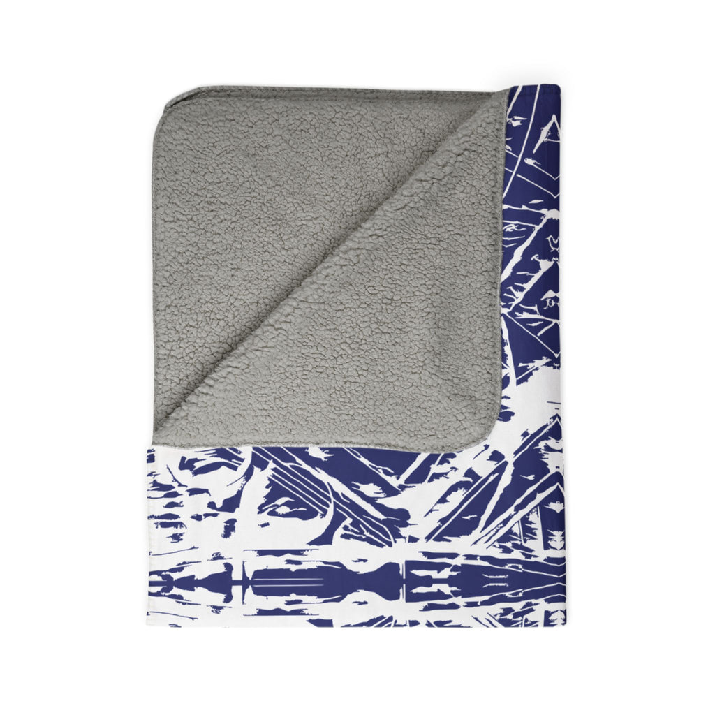 Love (White, Mirror, Dark Blue Background) Fleece Sherpa Blanket
