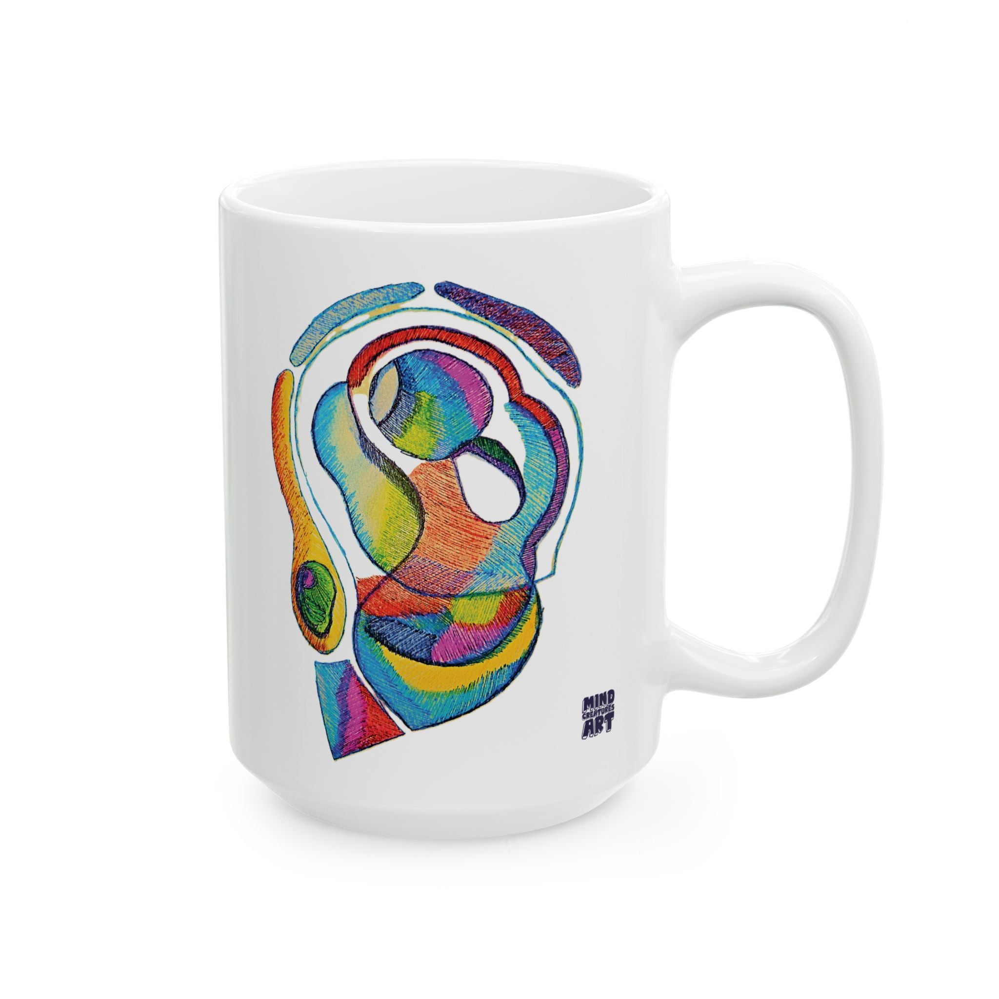 Cyclical White Ceramic Mug, (11oz, 15oz)