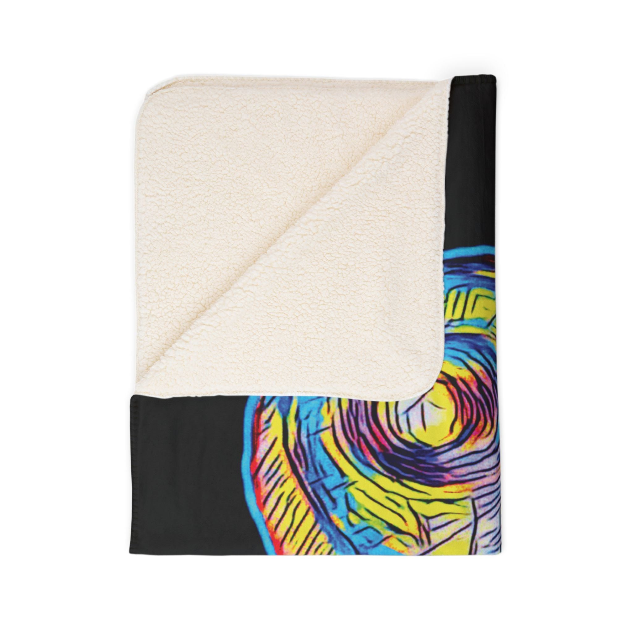 Curiosity (Neon, Black Background) Fleece Sherpa Blanket