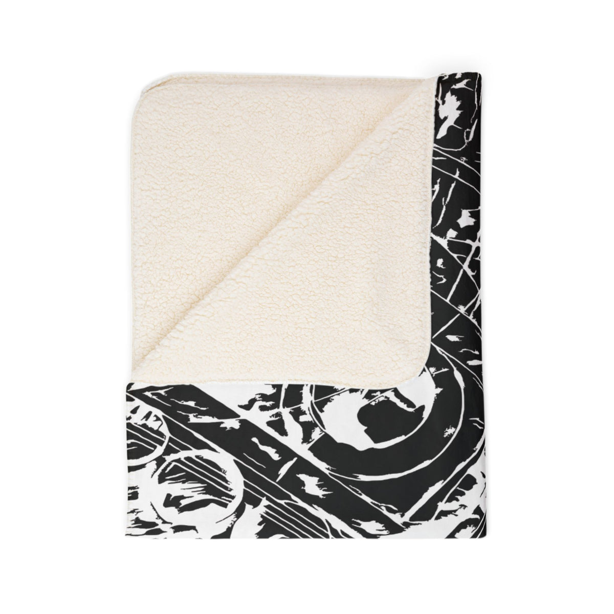 Love (White, Mirror, Black Background) Fleece Sherpa Blanket