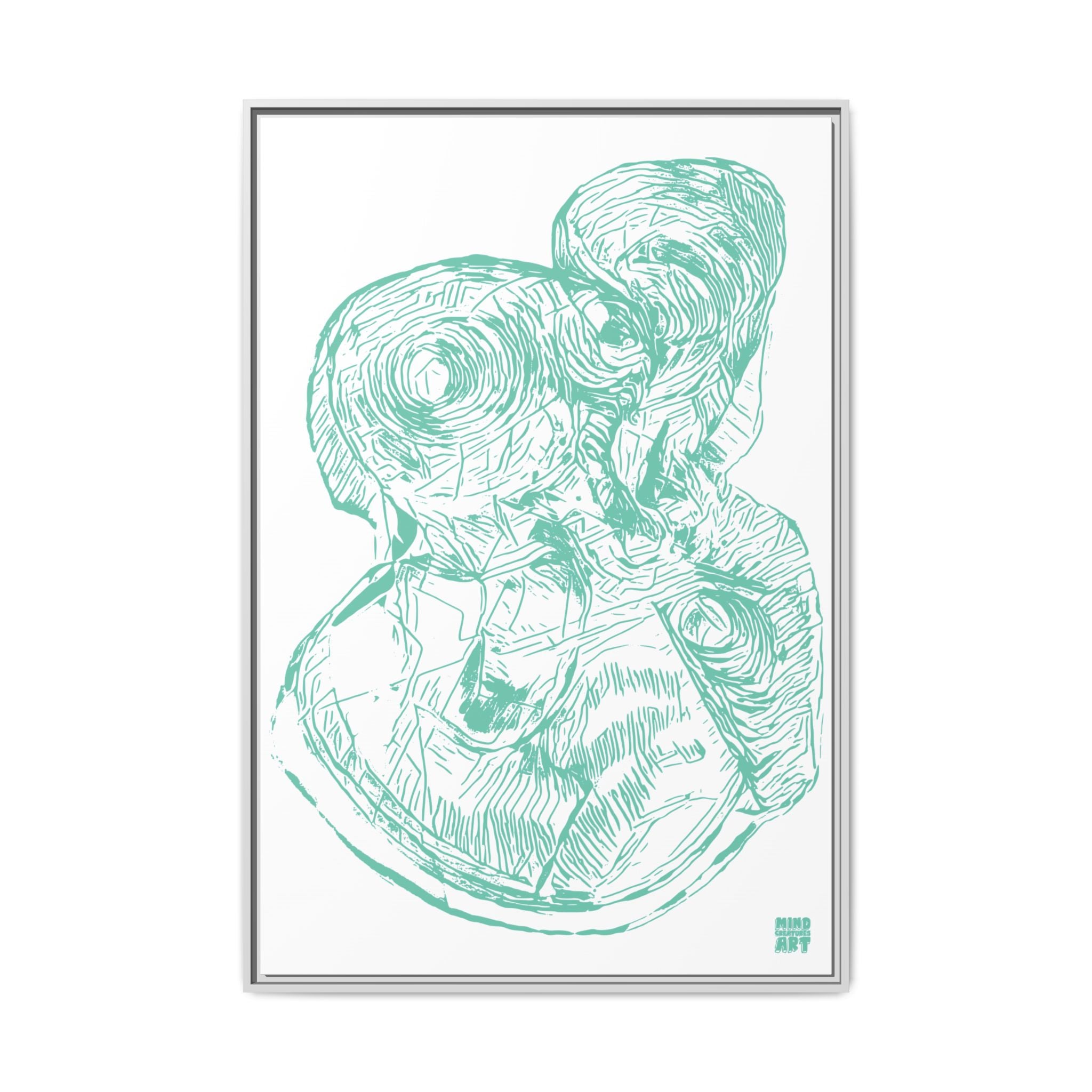 Curiosity (Teal, White Background) Matte Canvas, Framed