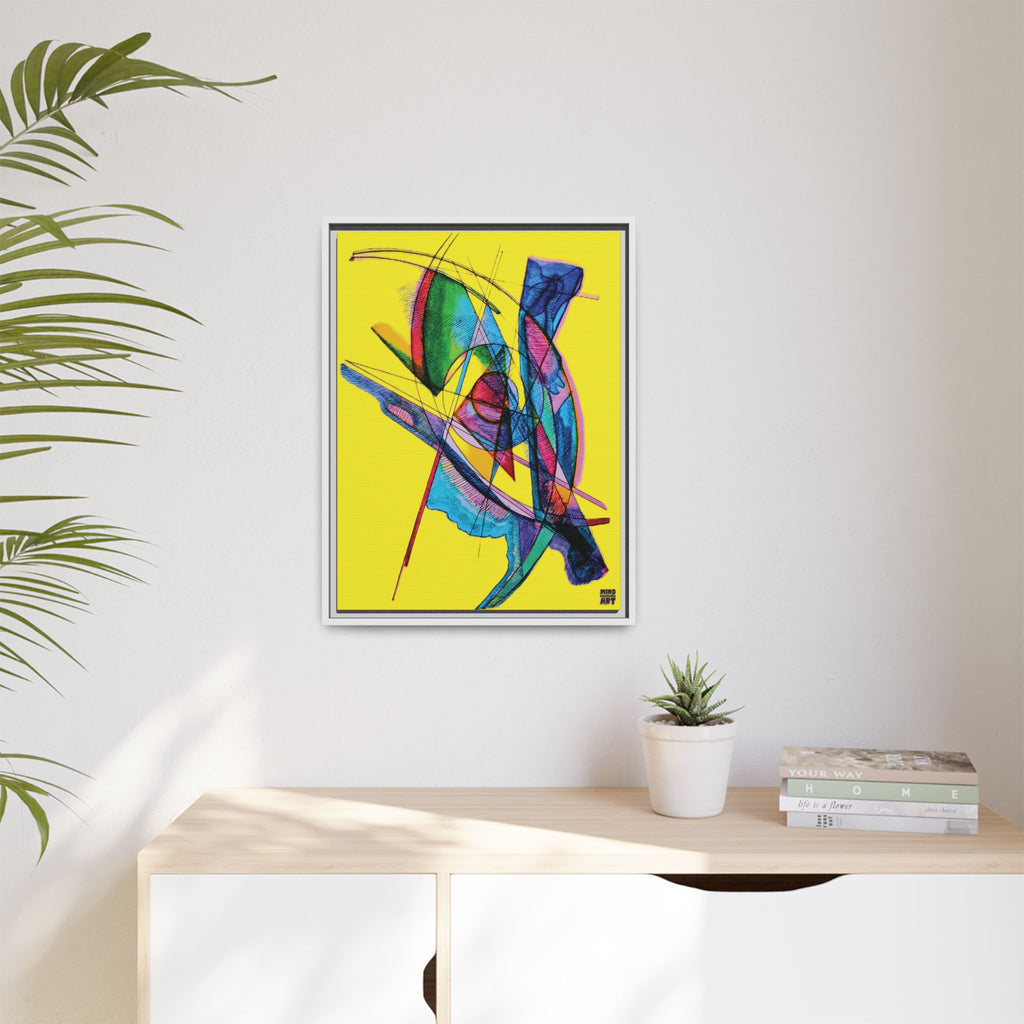 Watching (Yellow Background) Matte Canvas, Framed
