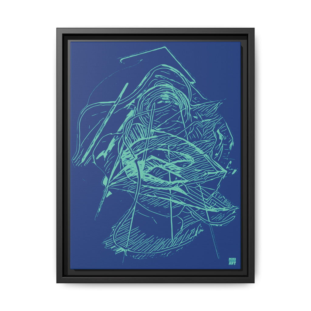 Dive Reflex (Teal, Dark Blue Background) Matte Canvas, Framed