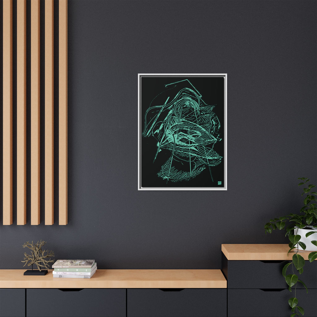 Dive Reflex (Teal, Black Background) Matte Canvas, Framed
