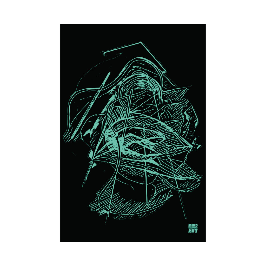 Dive Reflex (Teal, Black Background) Fine Art Poster