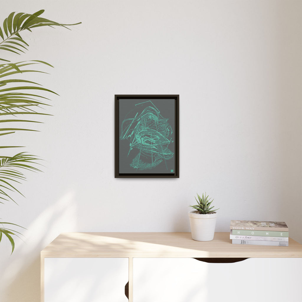Dive Reflex (Teal, Dark Gray Background) Matte Canvas, Framed