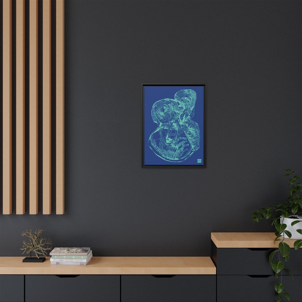 Curiosity (Teal, Dark Blue Background) Matte Canvas, Framed