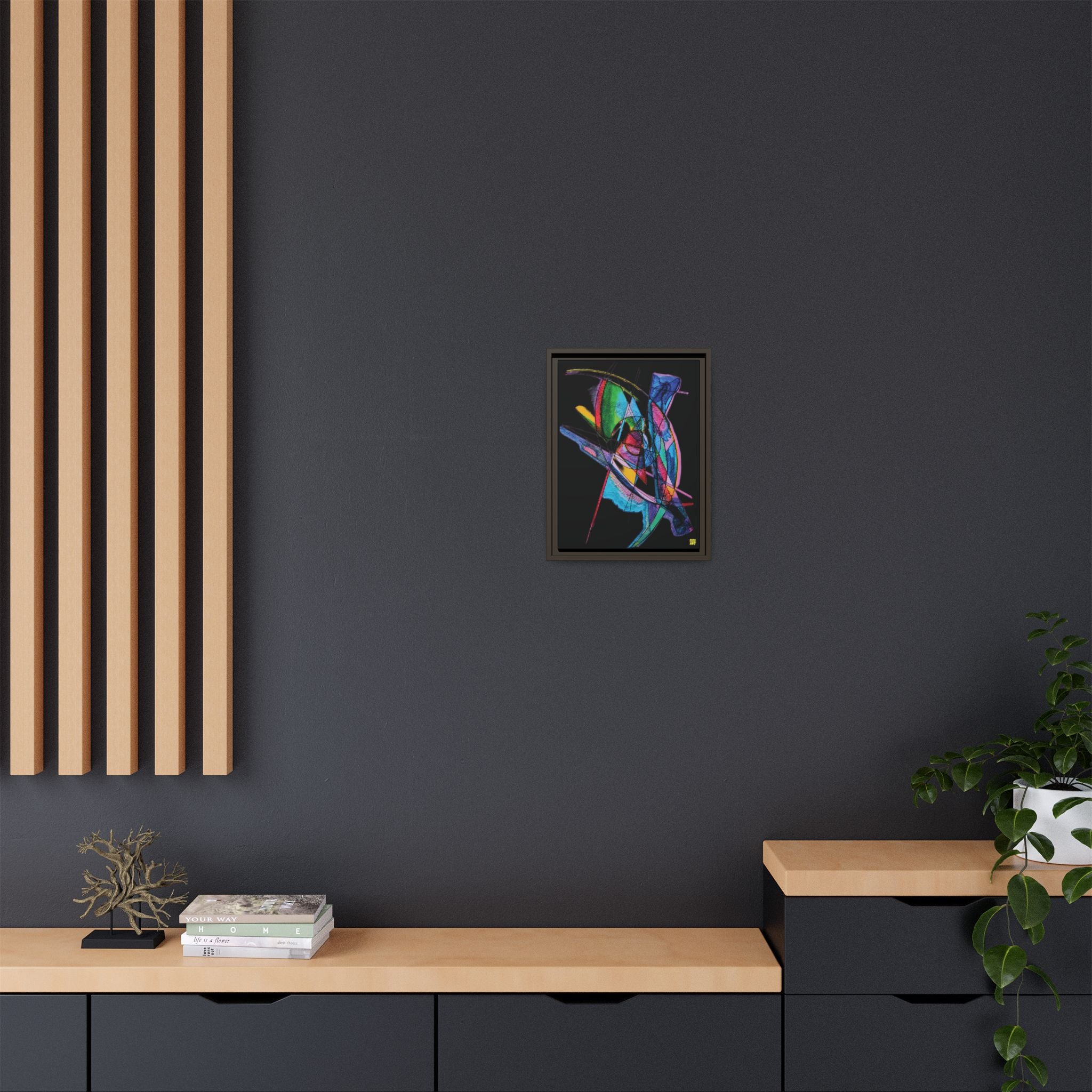 Watching (Black Background) Matte Canvas, Framed