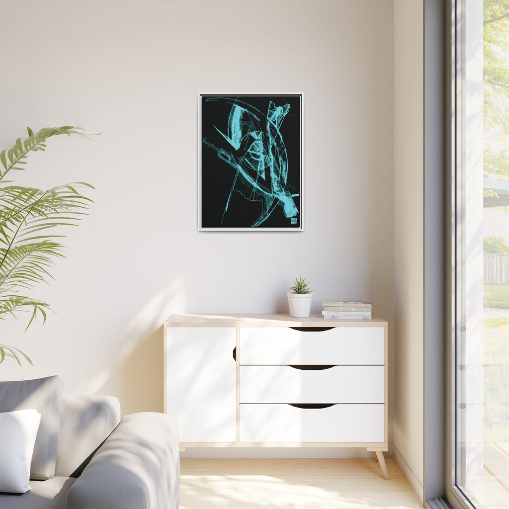 Watching (Aqua, Black Background) Matte Canvas, Framed