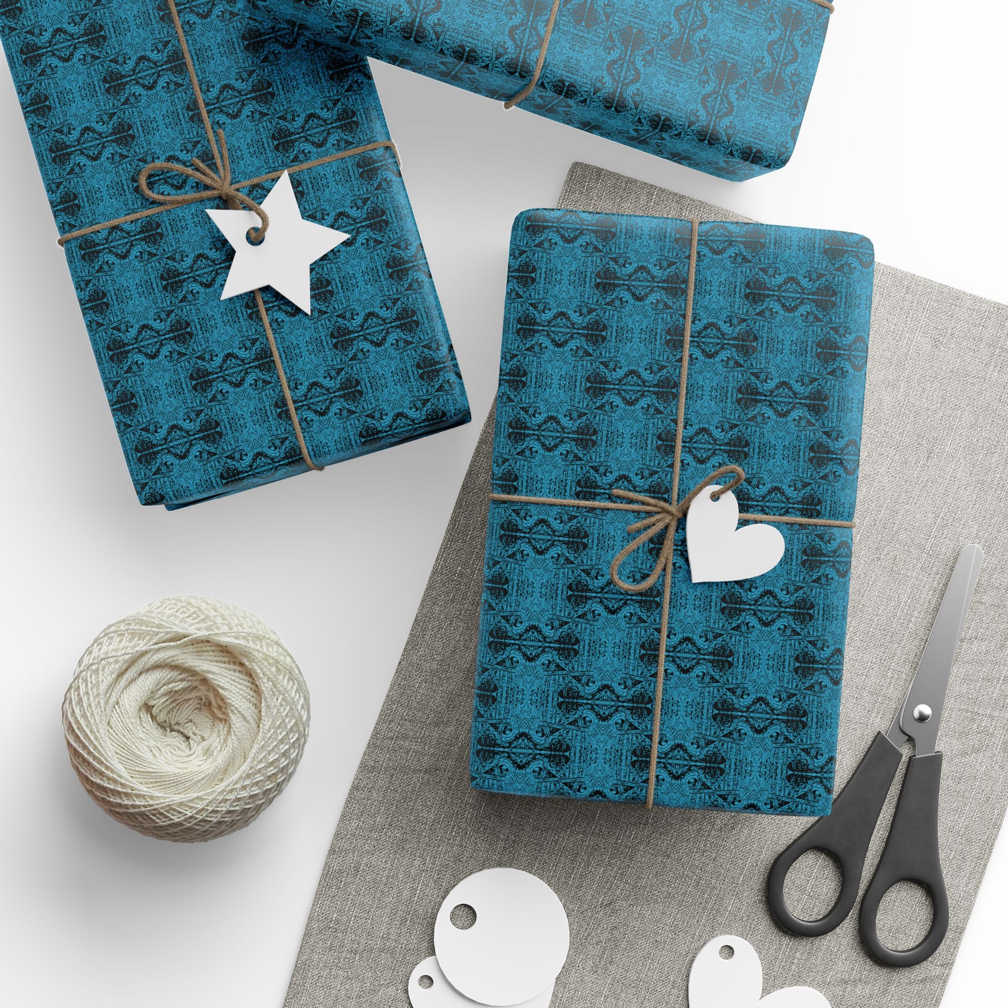 Love (Black, Turquoise Background) Heavy Wrapping Paper