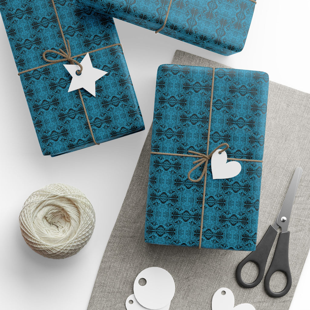 Love (Black, Turquoise Background) Heavy Wrapping Paper