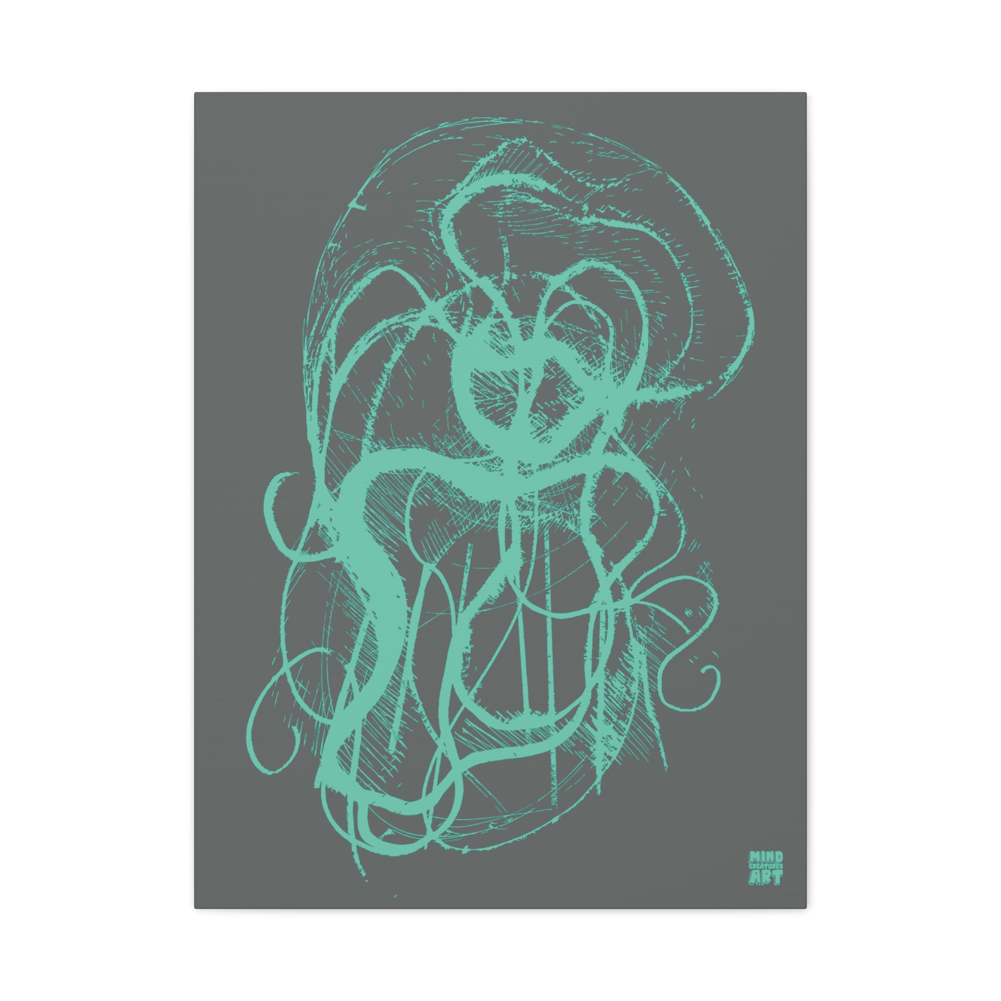 Davy Jones (Teal, Dark Gray Background) Matte Canvas, Stretched, 1.25"