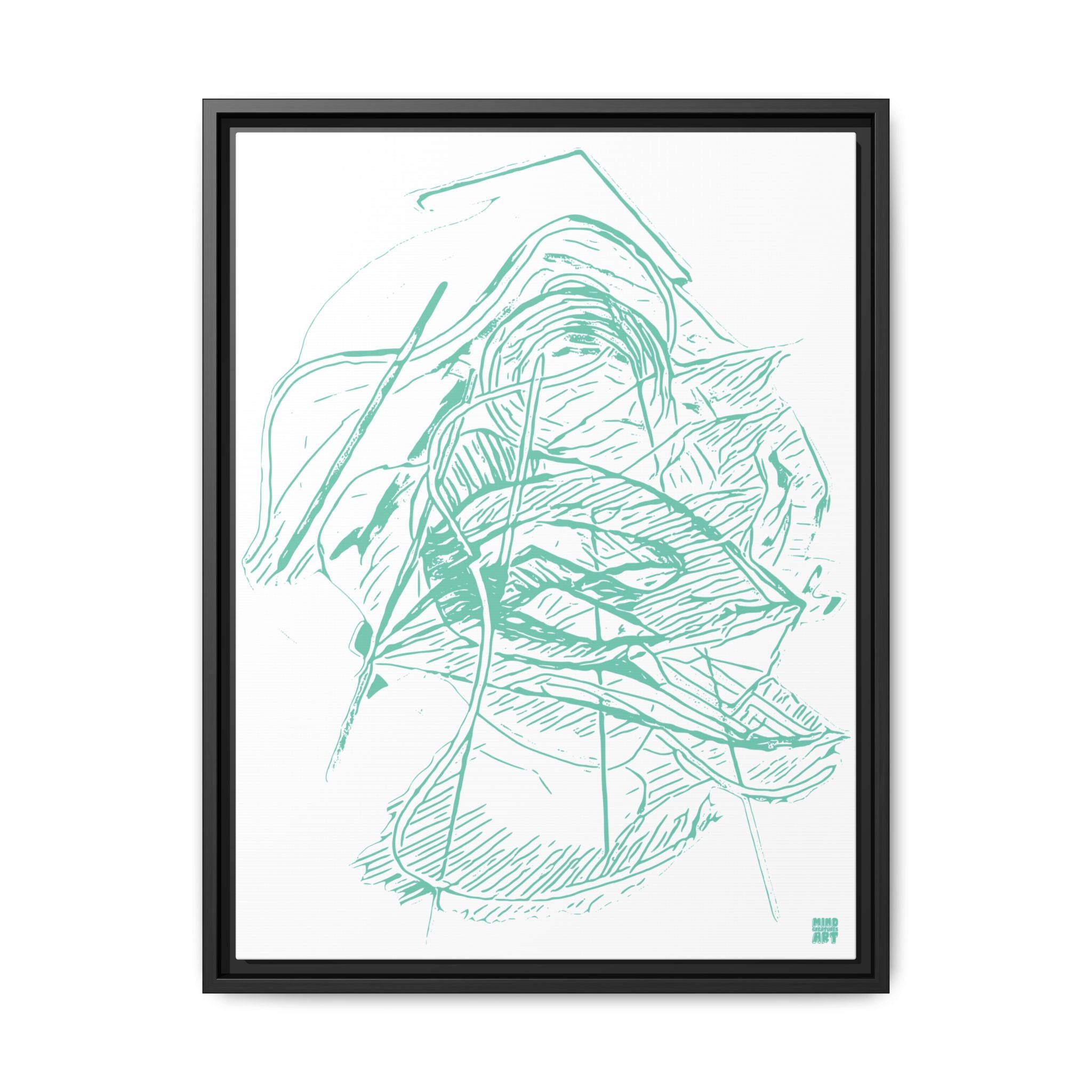 Dive Reflex (Teal, White Background) Matte Canvas, Framed