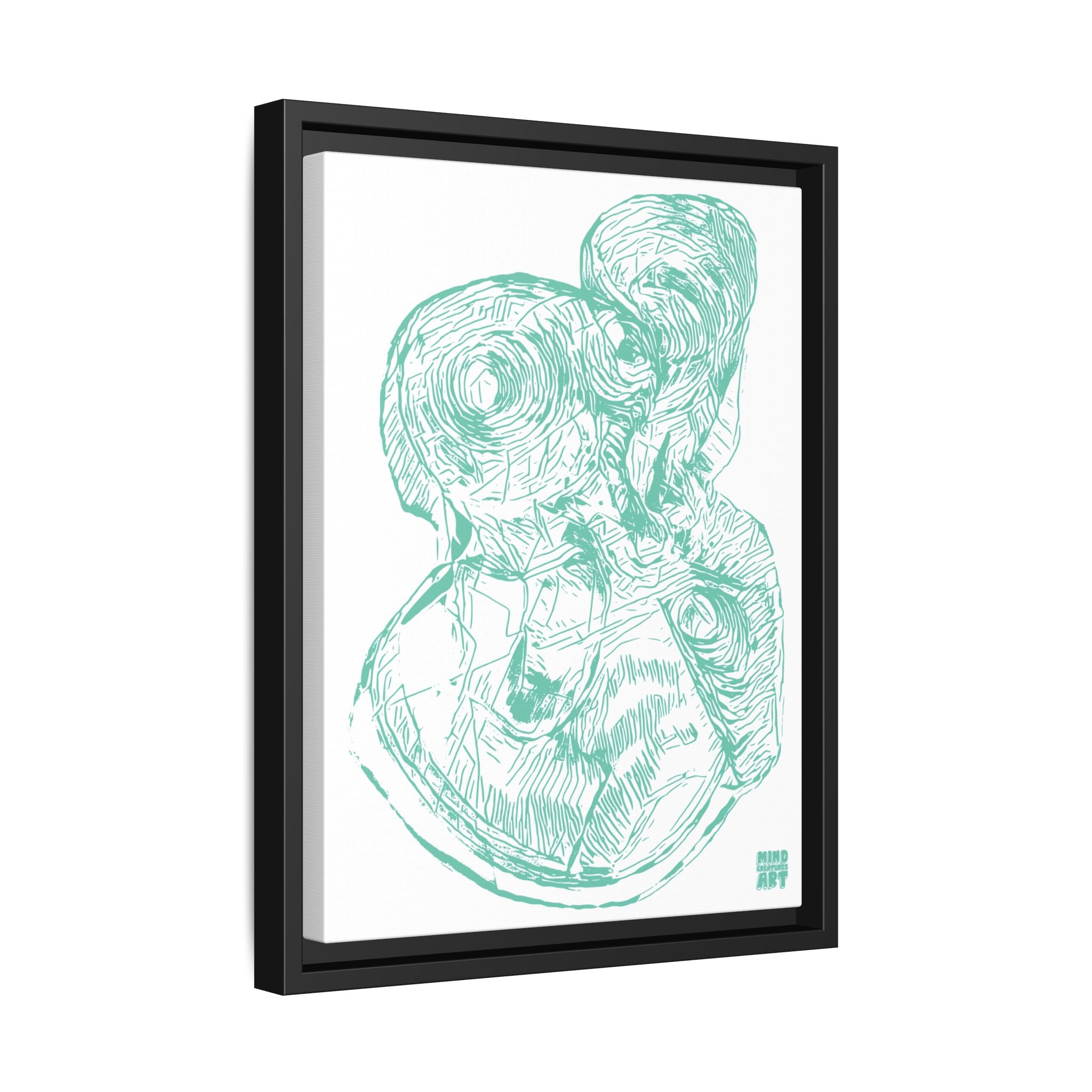 Curiosity (Teal, White Background) Matte Canvas, Framed