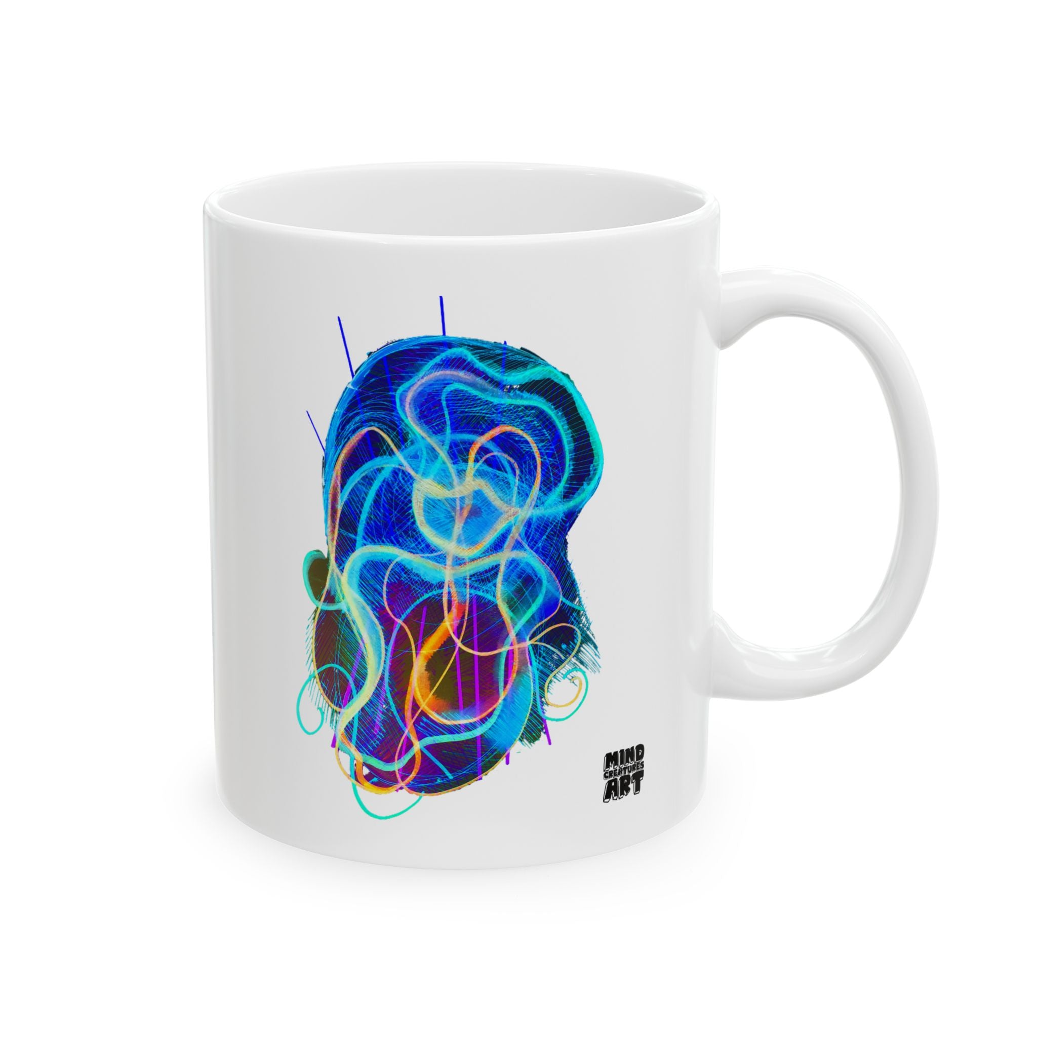 Davy Jones (Electric Blue) White Ceramic Mug, (11oz, 15oz)