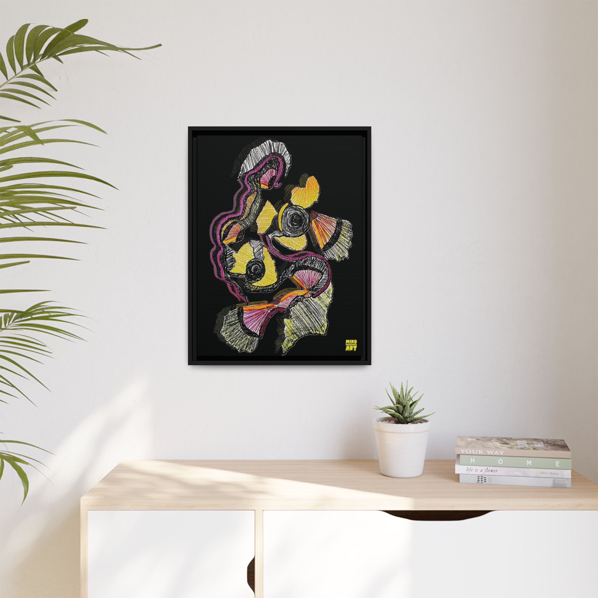 Crimson Teacher (Black Background) Matte Canvas, Framed