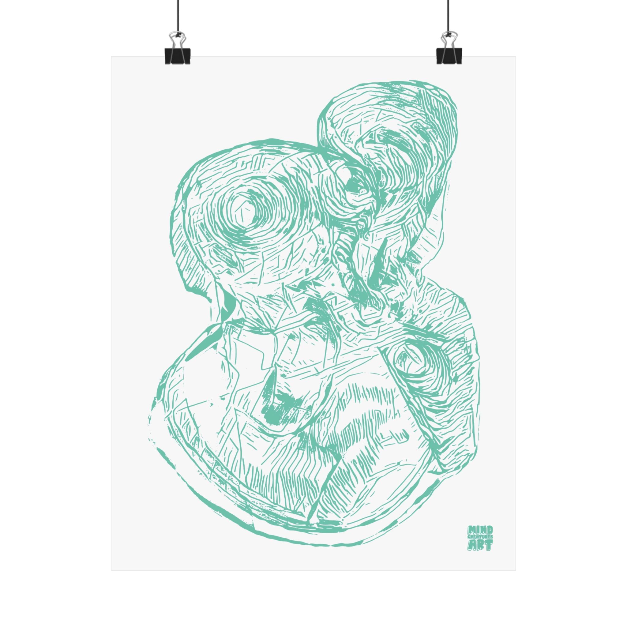 Curiosity (Teal, White Background) Matte Poster