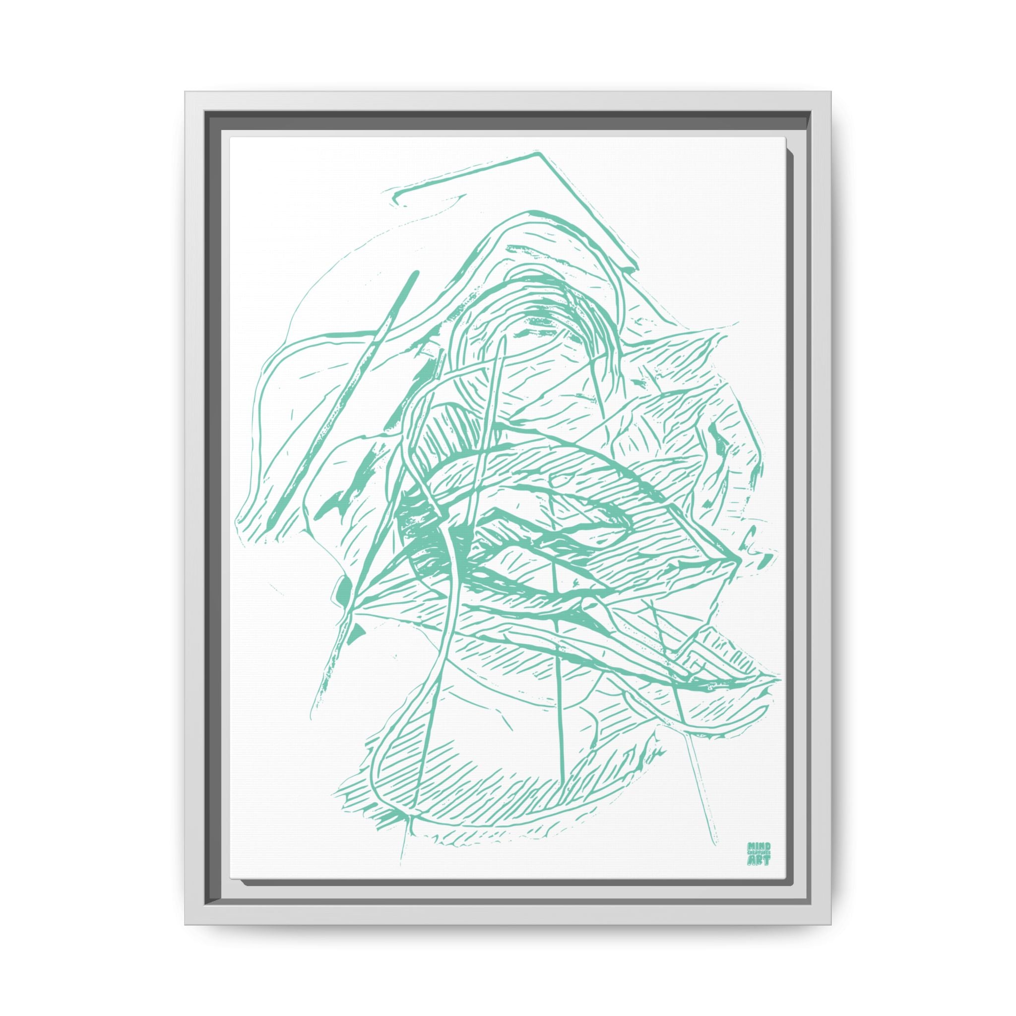 Dive Reflex (Teal, White Background) Matte Canvas, Framed