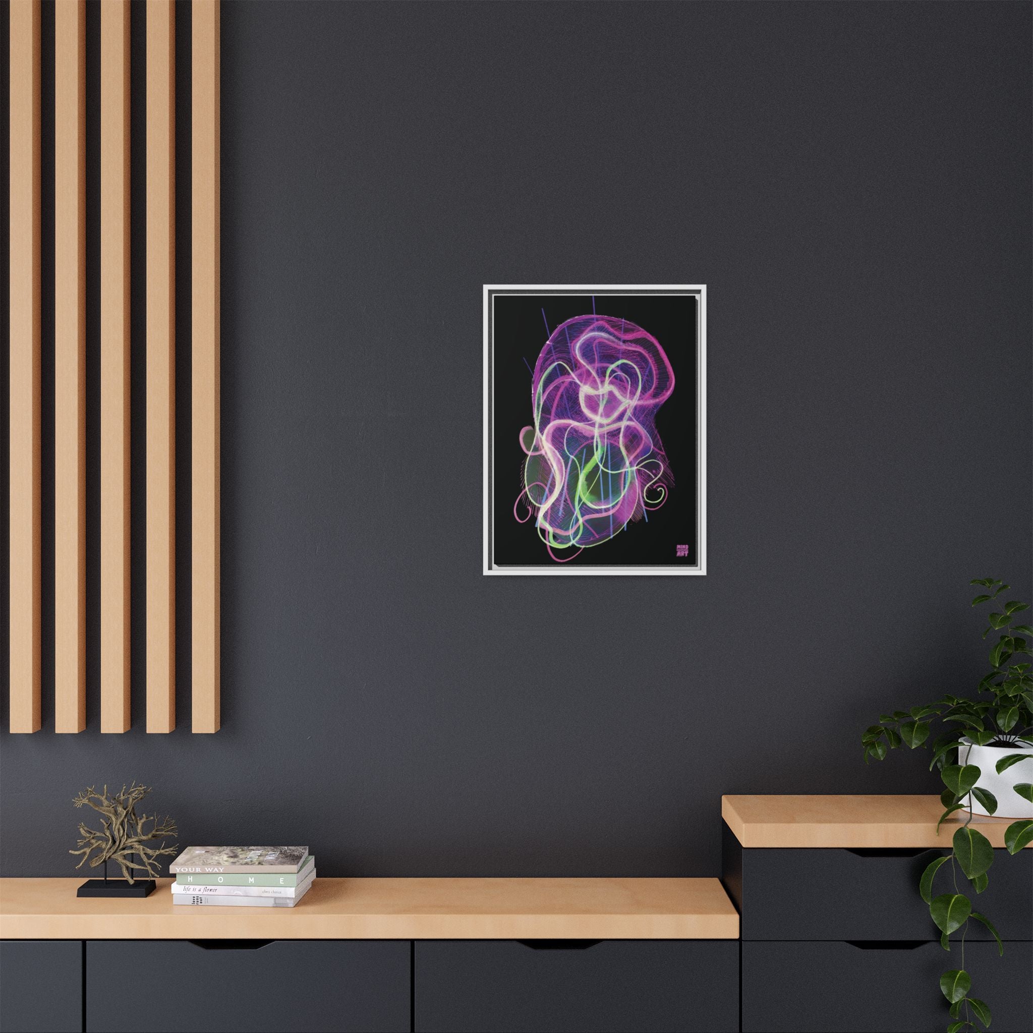 Davy Jones (Electric Pink, Black Background) Matte Canvas, Framed