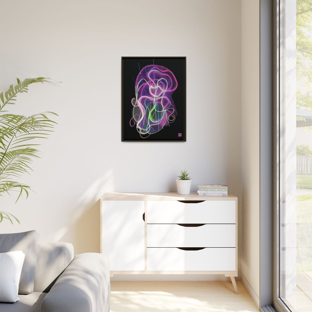 Davy Jones (Electric Pink, Black Background) Matte Canvas, Framed